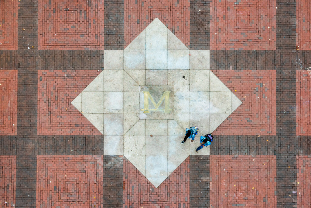 11/1/15 Images of the M on the Diag - part of Giving Blue Day promo.